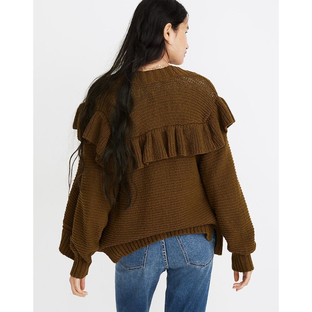 Madewell Green Ruffle Cardigan Sweater XXS - Picture 9 of 9